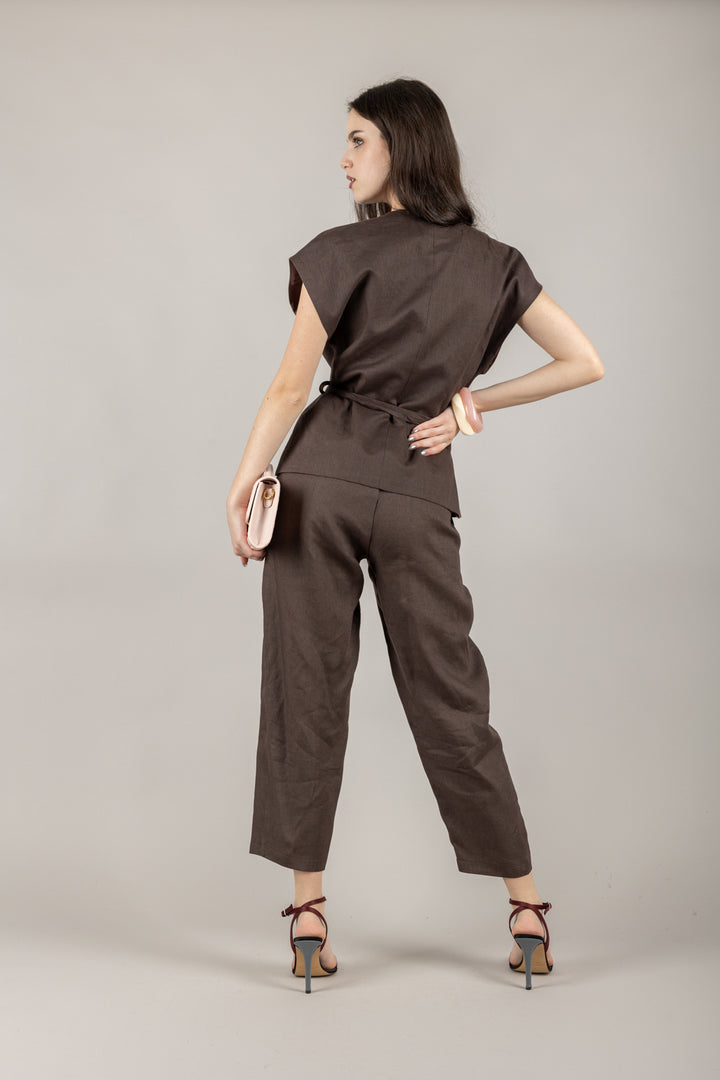 VICOLO - TD1876 - PANTALONE SIGARETTA IN LINO