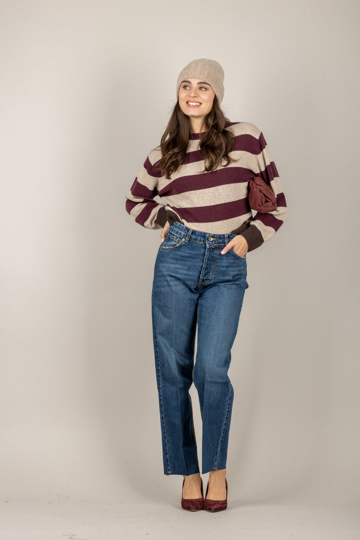 TENSIONE IN - D82002 - MAGLIA A RIGHE GIROCOLLO