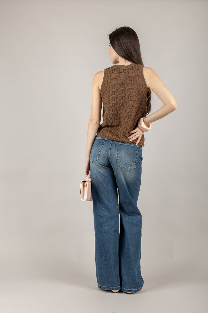 VICOLO - 77124D - GILET GIROCOLLO IN MAGLIA
