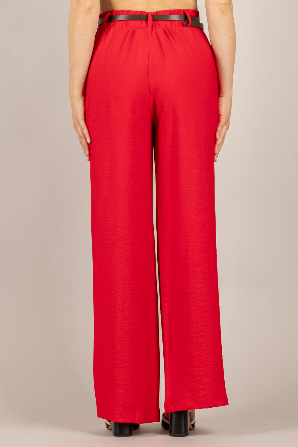 HAVEONE - PIA-Q532 - PANTALONE GAMBA DRITTA CON CINTURA CILIEGIA