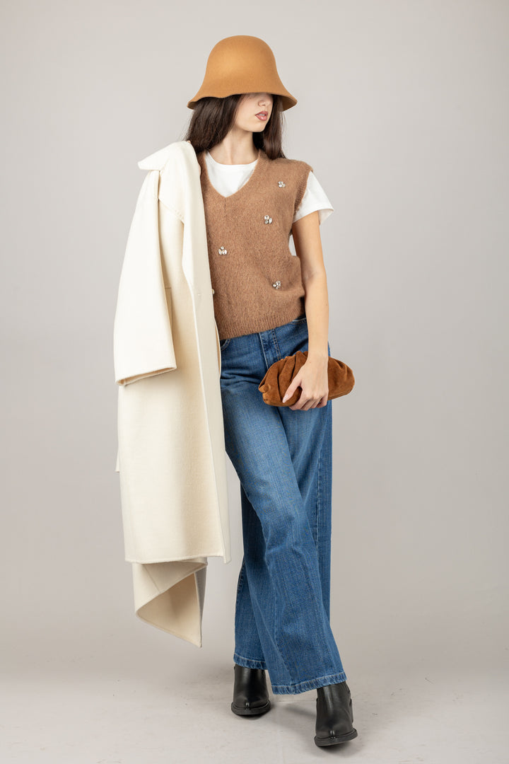 VICOLO - 55049F - GILET MOHAIR CON APPLICAZIONI