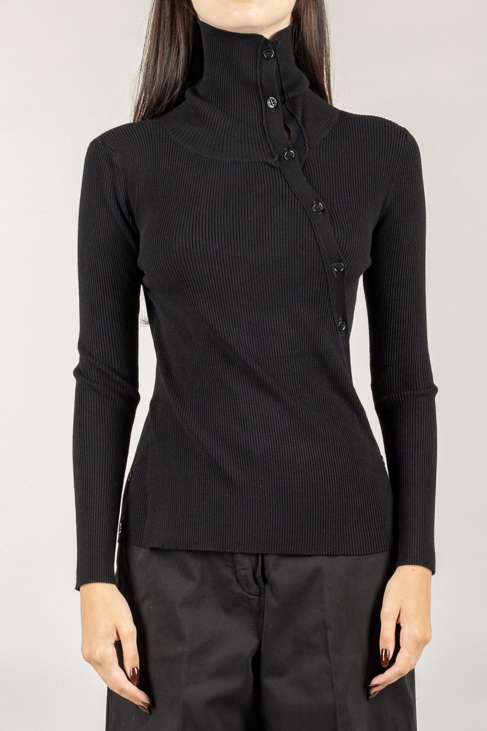 VICOLO - 22106F - MAGLIA COSTINA ASIMMETRICA