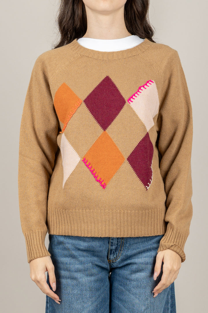 DIXIE - M440Y141 - MAGLIA GIROCOLLO CON ROMBI COLORATI