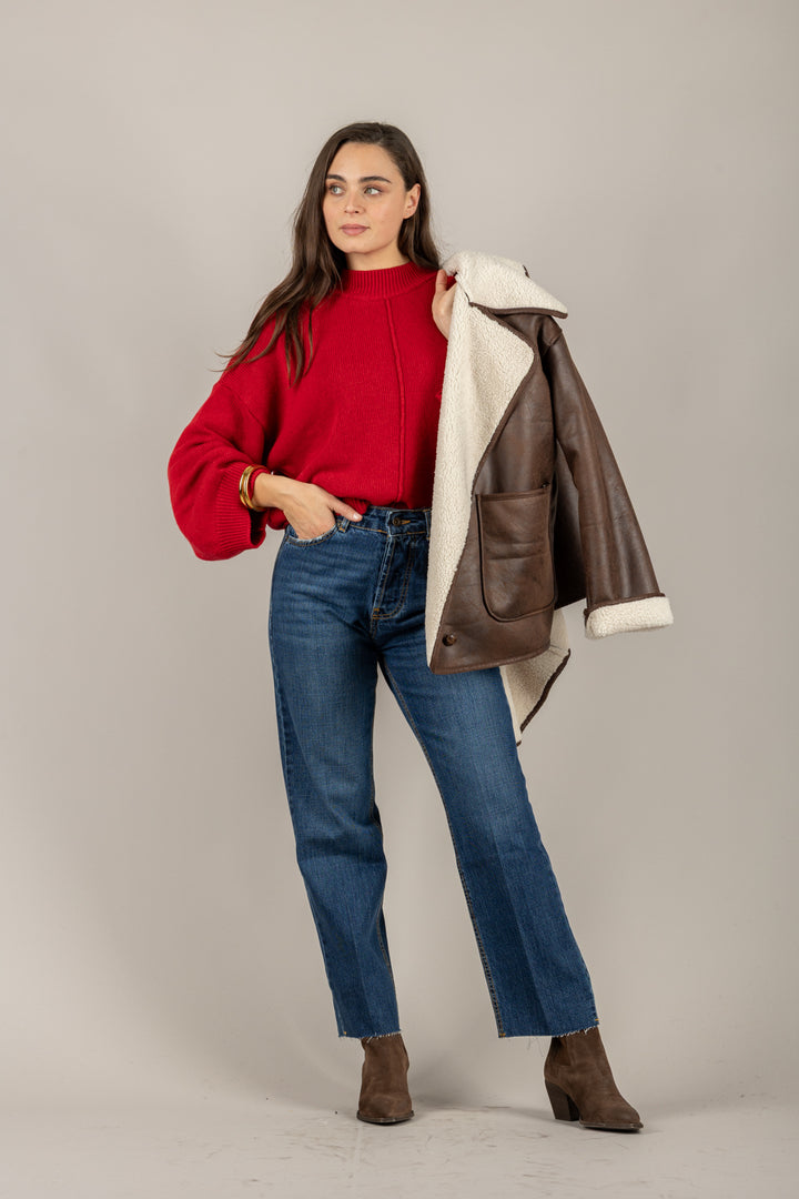 VICOLO - 55193F - MAGLIA SPALLINE CUCITURA FRONTALE