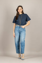 VICOLO - UAB0082 - T-SHIRT GIROCOLLO OVER BLU