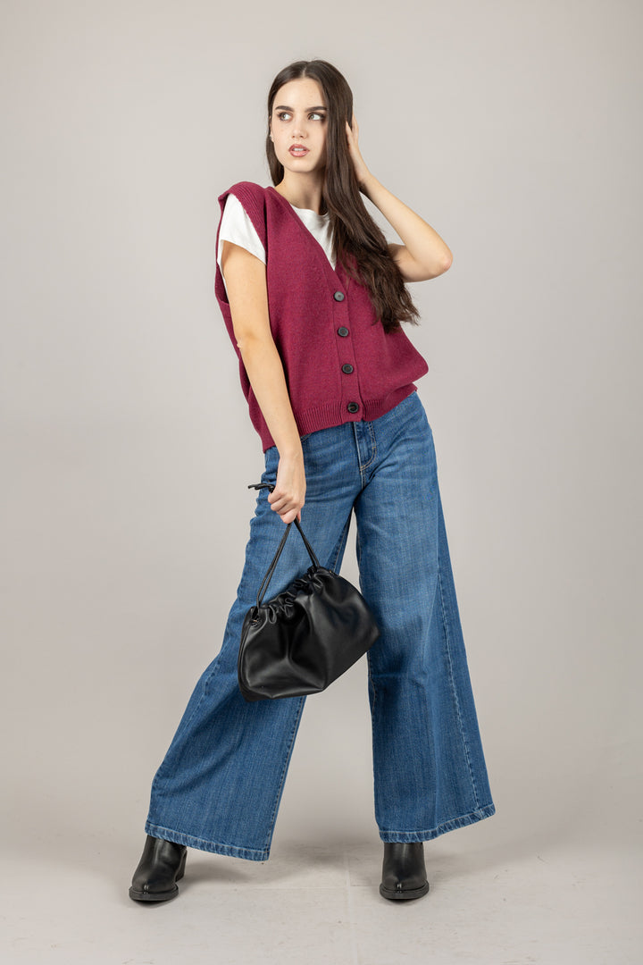 VICOLO - 77277F - GILET SCOLLO A V CON BOTTONI