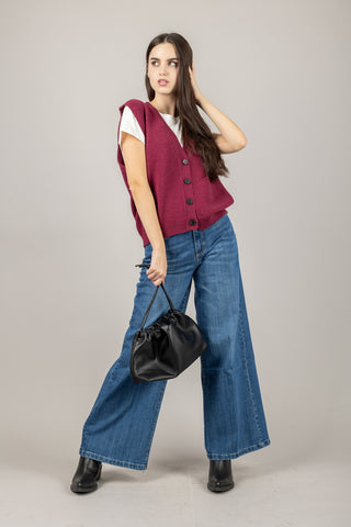 VICOLO - 77277F - GILET SCOLLO A V CON BOTTONI