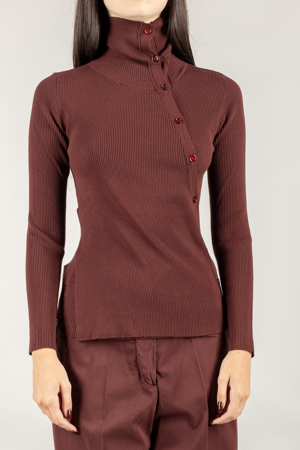 VICOLO - 22106F - MAGLIA COSTINA ASIMMETRICA