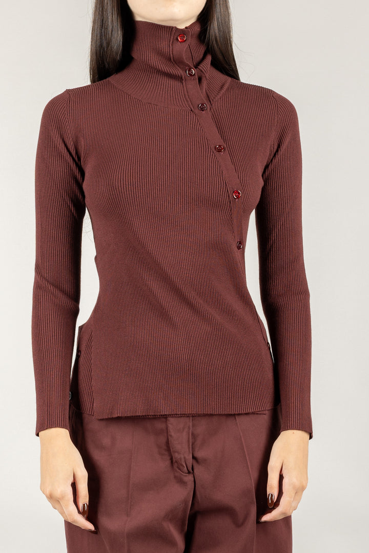 VICOLO - 22106F - MAGLIA COSTINA ASIMMETRICA