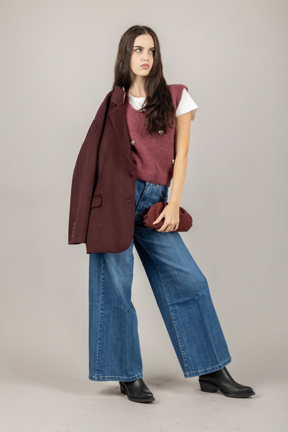 VICOLO - 55049F - GILET MOHAIR CON APPLICAZIONI