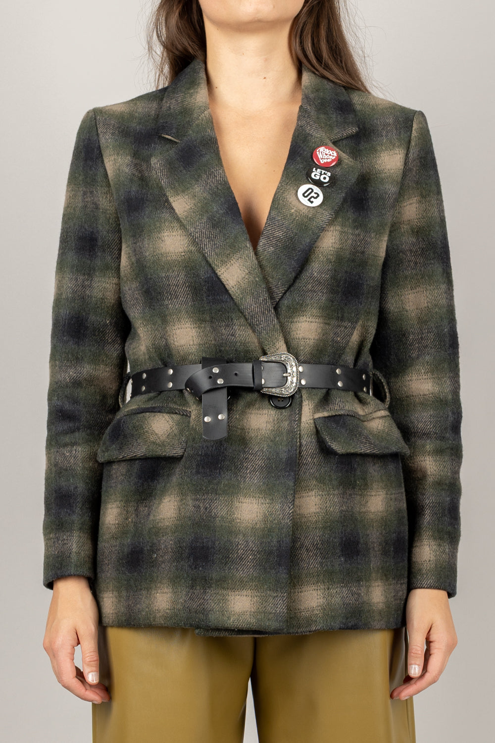 DIXIE - JDM2YMRCP - GIACCA DOPPIO PETTO QUADRI CON CINTA