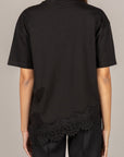 VICOLO - RAB0598 - T-SHIRT ASIMMETRICA CON PIZZO NERO