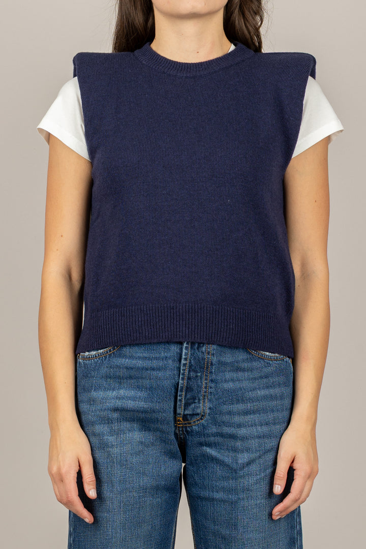 TENSIONE IN - D80088 - MAGLIA SMANICATA CON SPALLINE