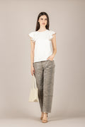 HAVEONE  - TJA-Q148 - T-SHIRT CON ROUCHES PANNA