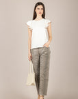 HAVEONE  - TJA-Q148 - T-SHIRT CON ROUCHES PANNA