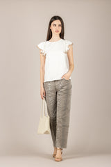 HAVEONE  - TJA-Q148 - T-SHIRT CON ROUCHES PANNA