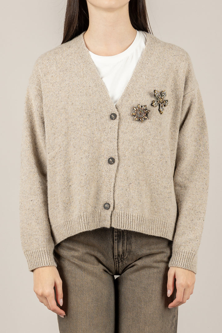 TENSIONE IN - D82046 - CARDIGAN CON APPLICAZIONI