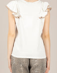 HAVEONE  - TJA-Q148 - T-SHIRT CON ROUCHES PANNA