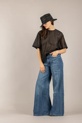 VICOLO - TAB2433 - BLUSA IN LYOCELL NERO