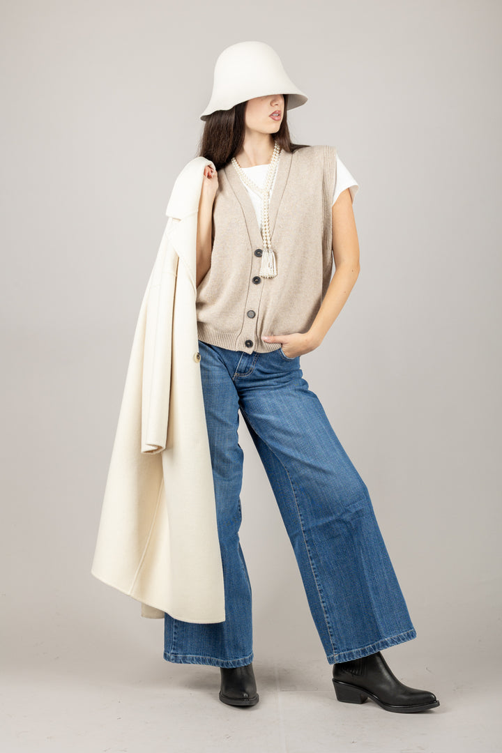 VICOLO - 77277F - GILET SCOLLO A V CON BOTTONI