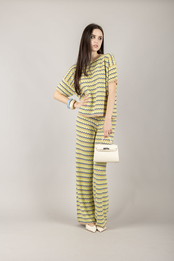 VICOLO - 22154D - PANTALONE FANTASIA CHEVRON