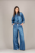 VICOLO - TAB1875 - PANTALONE IN CHAMBRAY CON COULISSE DENIM BLU