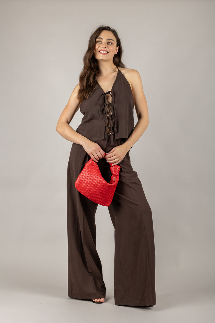 VICOLO - TD2331 - PANTALONE A PALAZZO CON CINTA