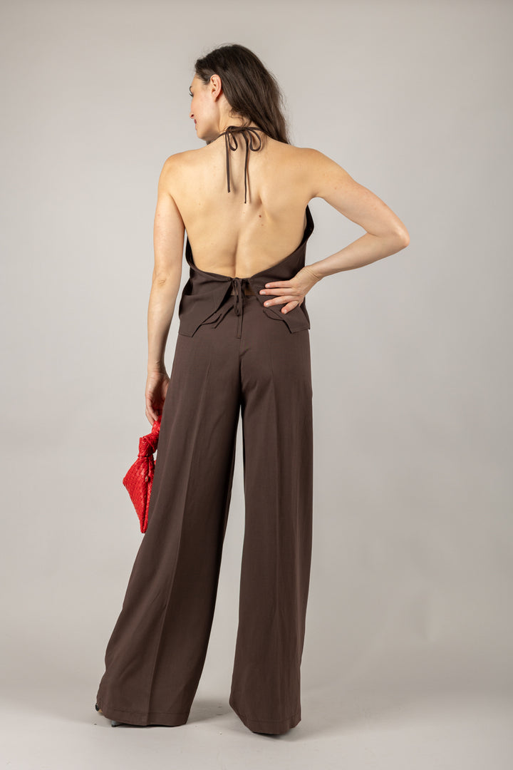 VICOLO - TD2331 - PANTALONE A PALAZZO CON CINTA