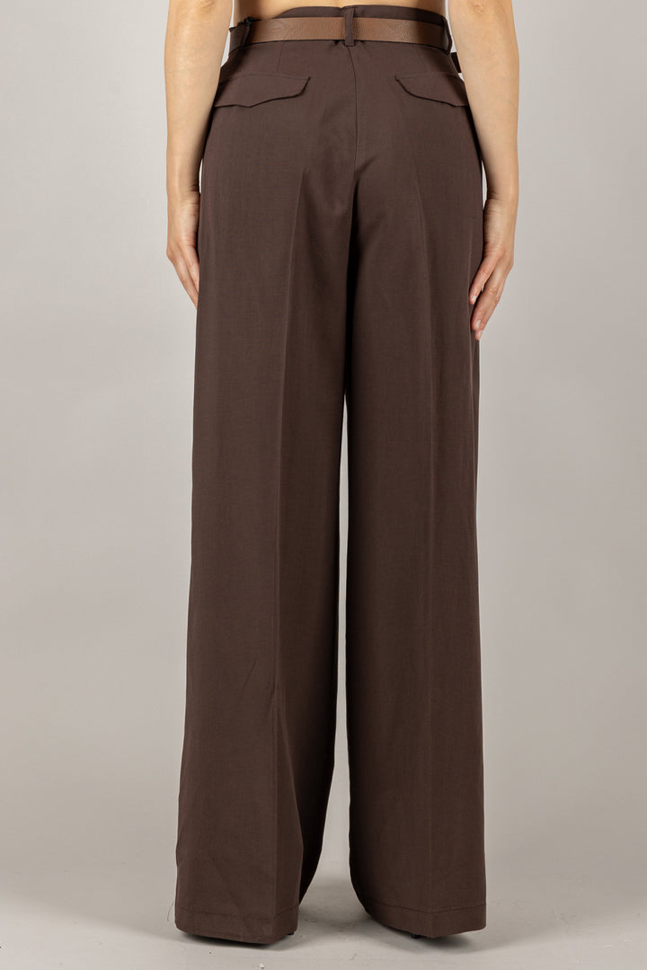 VICOLO - TD2331 - PANTALONE A PALAZZO CON CINTA