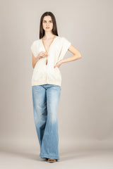 VICOLO - 2AB2081 - CARDIGAN BURRO CON RIPRESA LATERALE