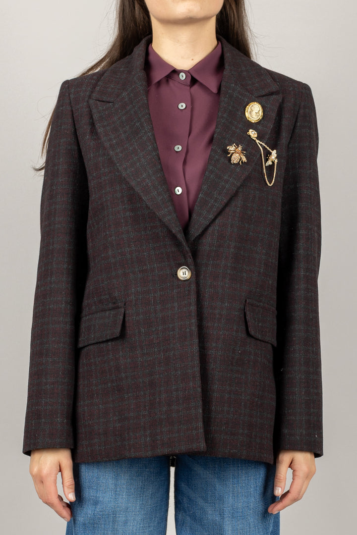 VICOLO - TF1881 - GIACCA CHECK CON SPILLE UN PETTO