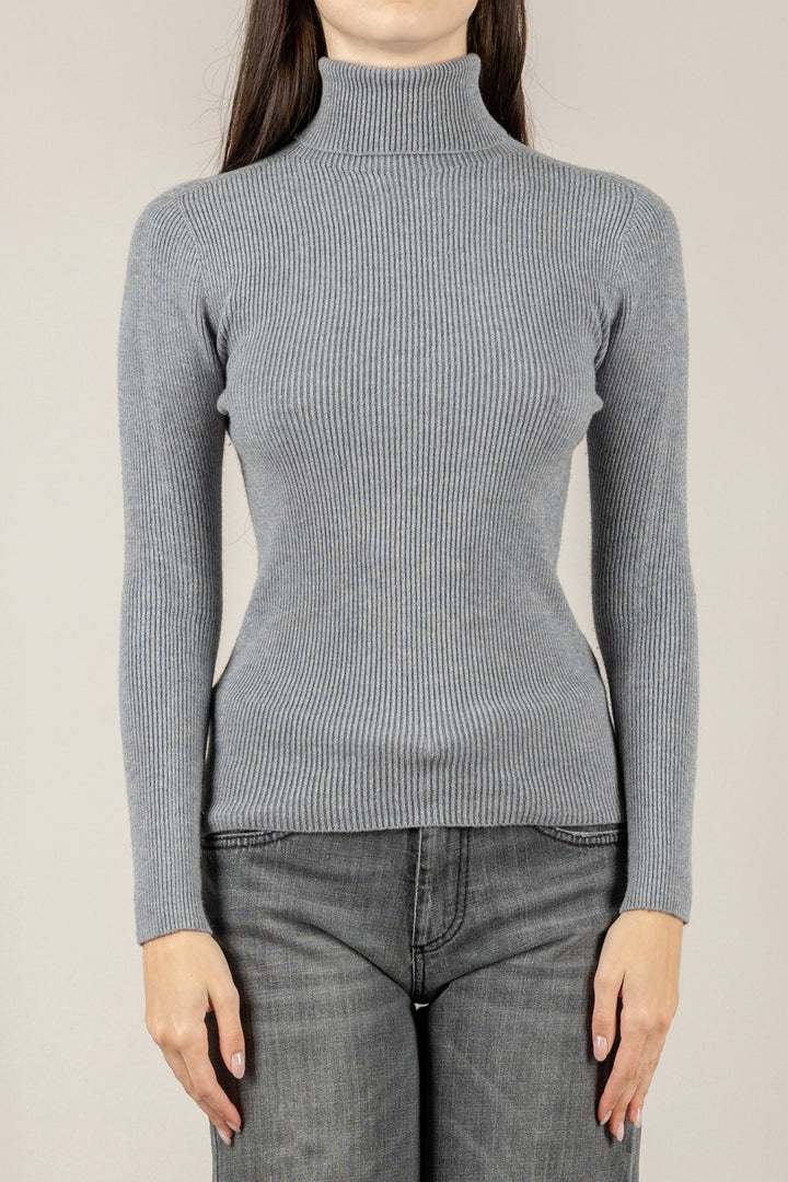 VICOLO - 77314F - MAGLIA A COSTINE COLLO ALTO