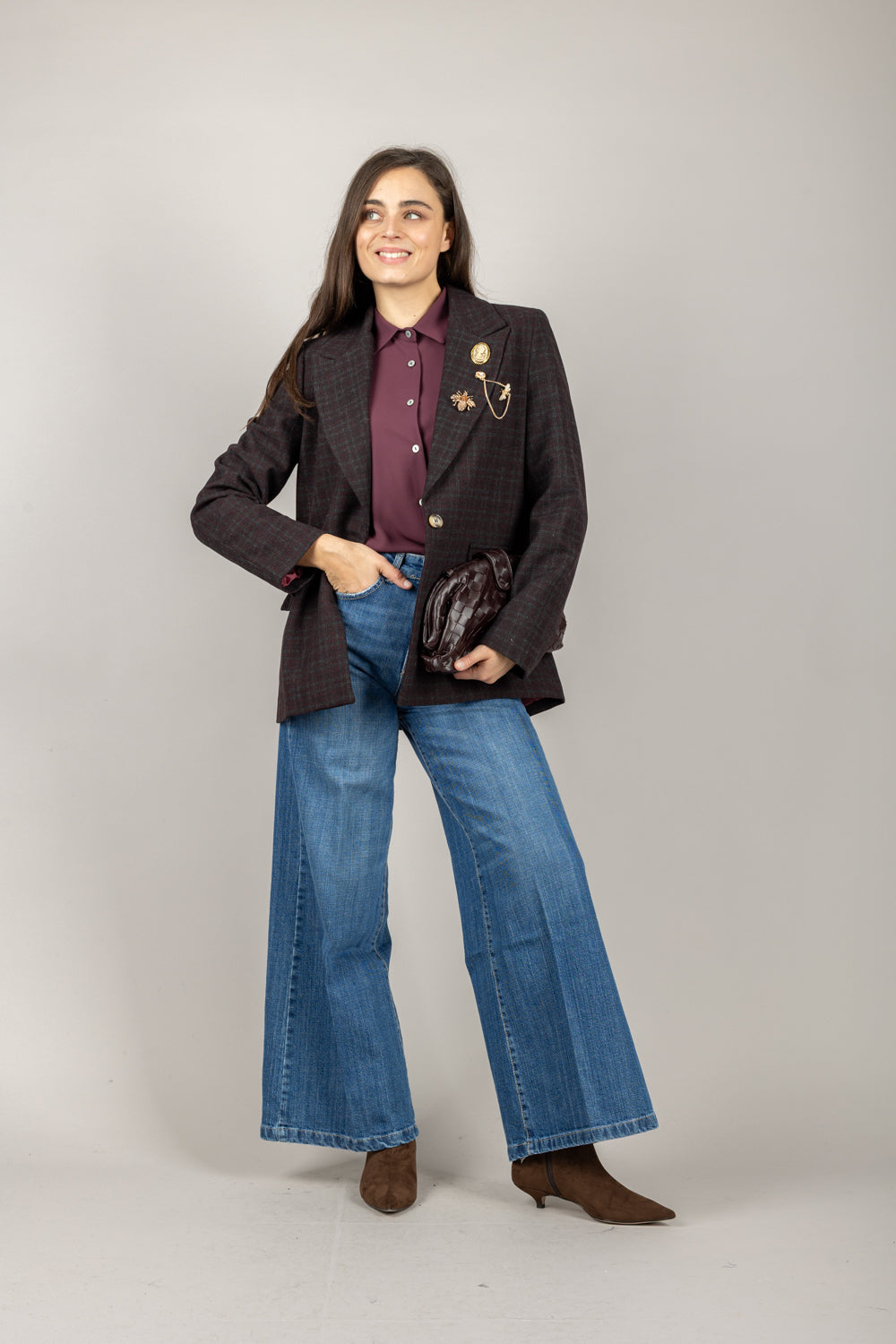 VICOLO - TF1881 - GIACCA CHECK CON SPILLE UN PETTO