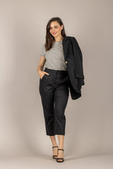 VICOLO - UAB0316 - T-SHIRT A RIGHE BURRO/NERO
