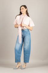 VICOLO - UAB0082 - T-SHIRT GIROCOLLO OVER ROSA