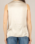 EMUNA' - ZC82209 - T-SHIRT IN SATIN SCOLLO A V BURRO