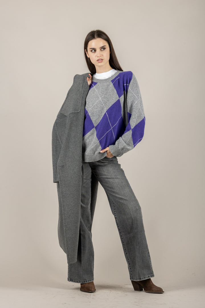 VICOLO - 77306F - MAGLIA CON ROMBI BICOLOR