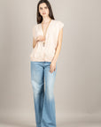 VICOLO - 2AB2081 - CARDIGAN ROSA CON RIPRESA LATERALE