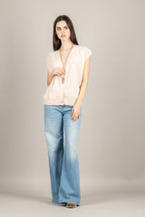 VICOLO - 2AB2081 - CARDIGAN ROSA CON RIPRESA LATERALE