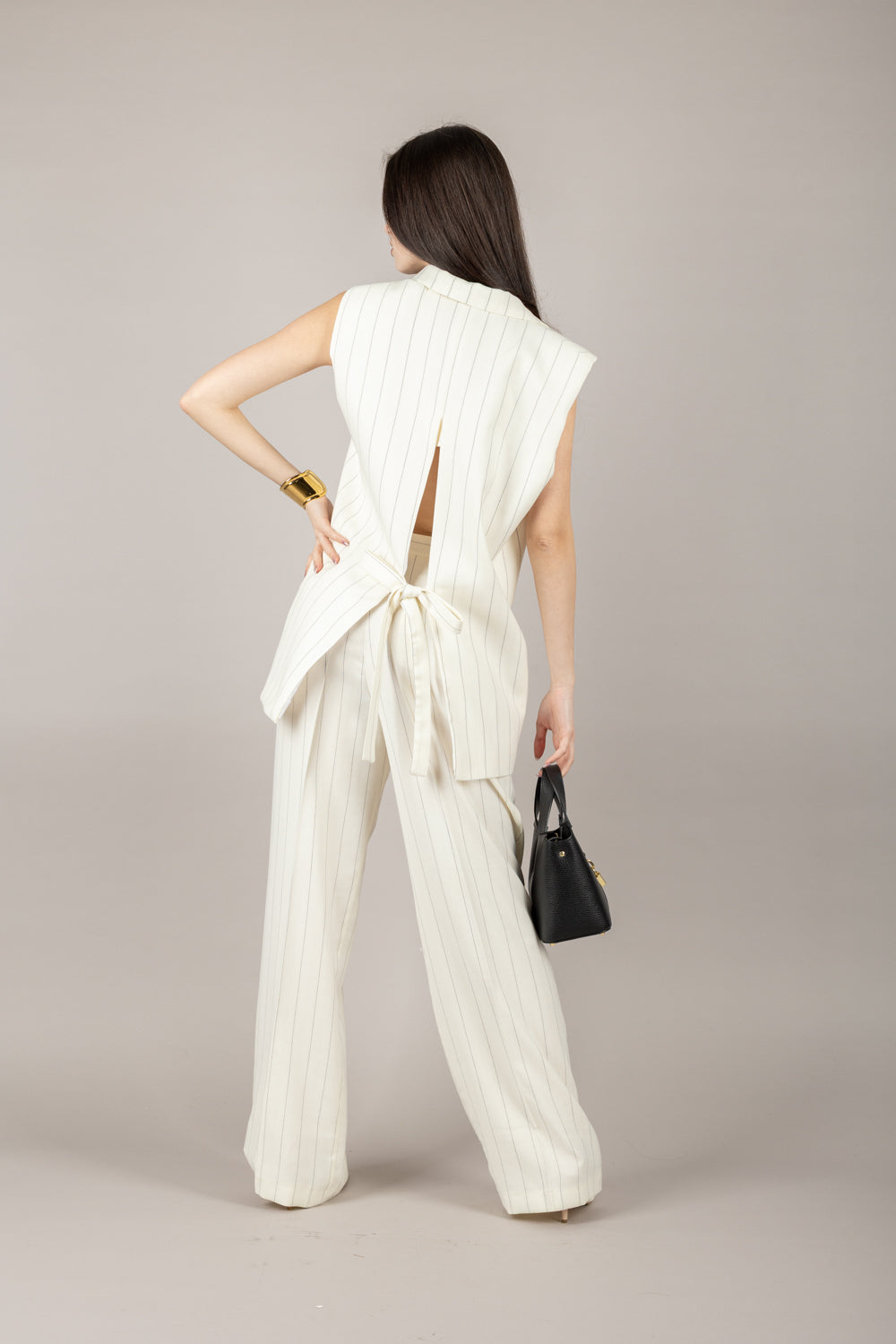 VICOLO - TD0769 - PANTALONE A PALAZZO GESSATO