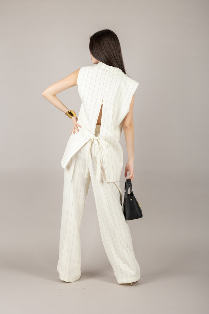 VICOLO - TD0769 - PANTALONE A PALAZZO GESSATO
