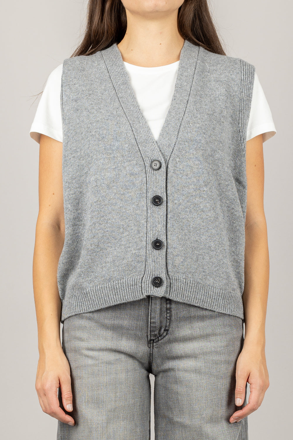 VICOLO - 77277F - GILET SCOLLO A V CON BOTTONI