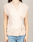 VICOLO - 2AB2081 - CARDIGAN ROSA CON RIPRESA LATERALE