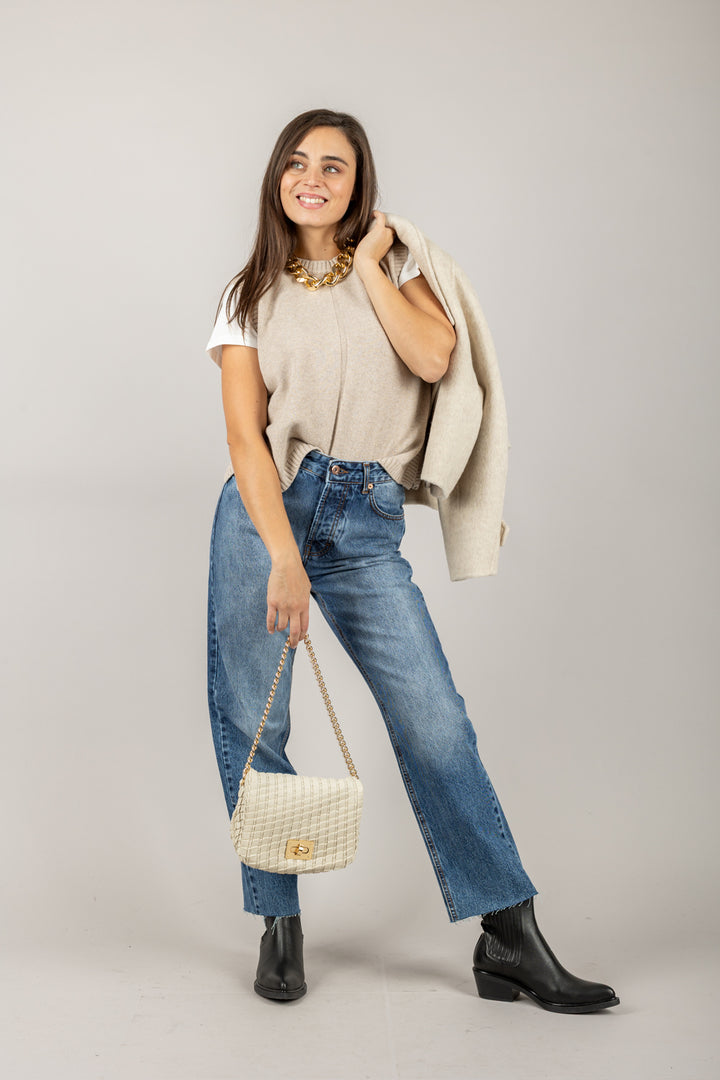 VICOLO - 77215F - GILET GIROCOLLO CON DETTAGLIO FRONTALE
