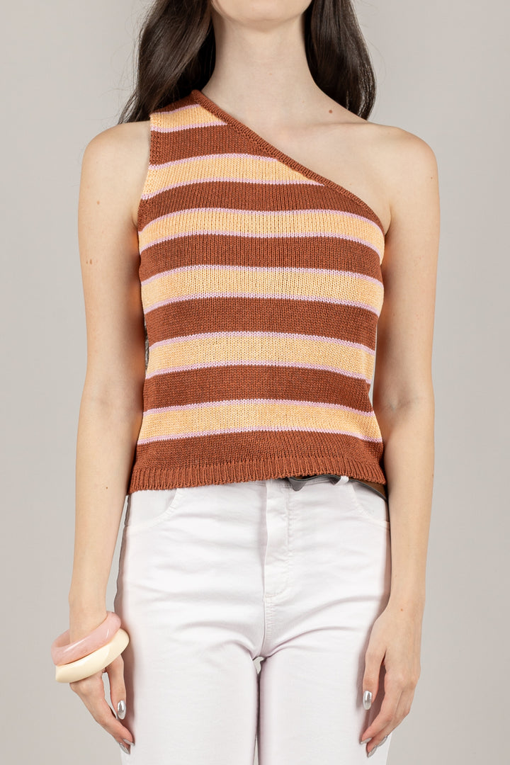 VICOLO - 55056D - MAGLIA MONOSPALLA RIGHE