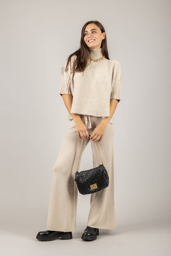 KONTATTO - FA100N - PANTALONE IN MAGLIA CON COULISSE