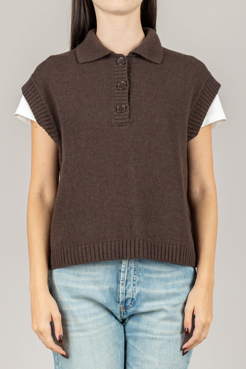 VICOLO - 77214F - GILET POLO TRE BOTTONI