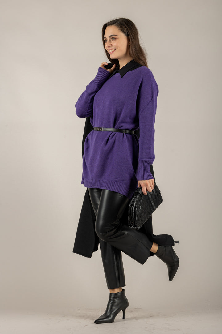 VICOLO - 77337F - MAGLIA MAXI CON SCOLLO A BARCA