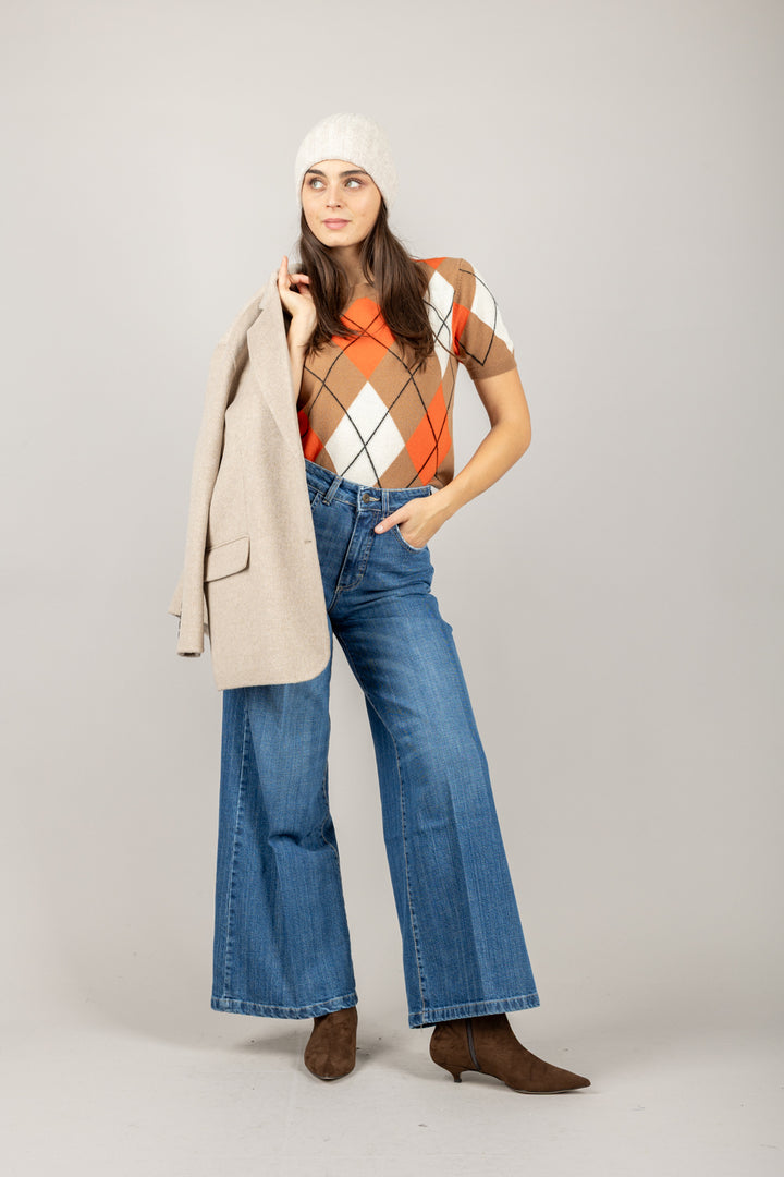 TENSIONE IN - WL1054 - MAGLIA ROMBI MEZZA MANICA