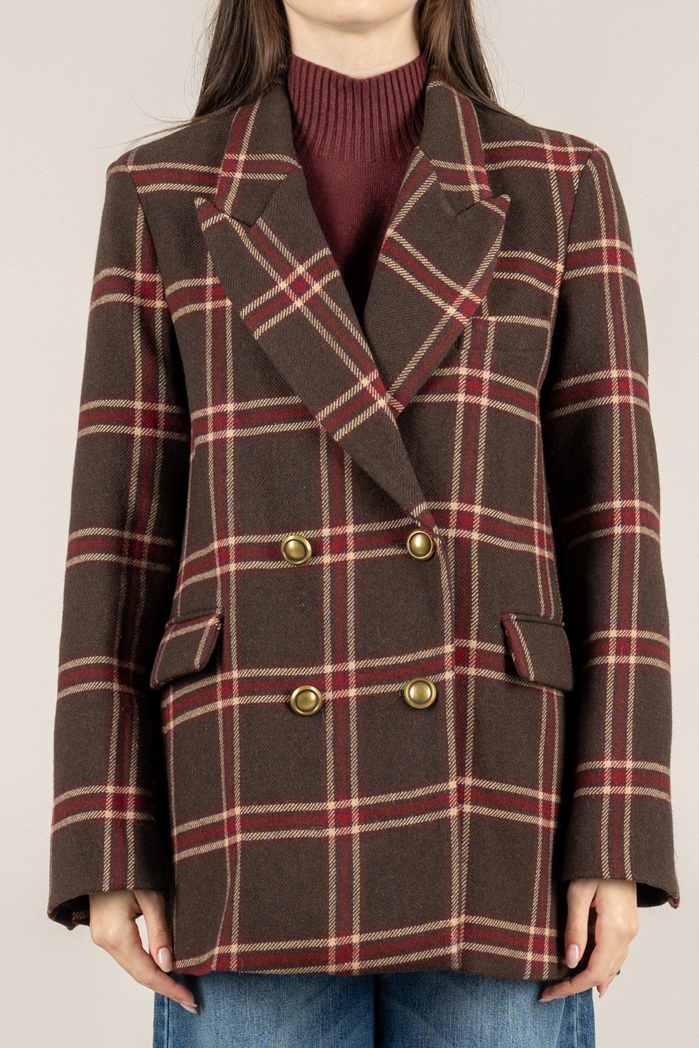 TENSIONE IN - W25JB30 - GIACCA CHECK DOPPIO PETTO